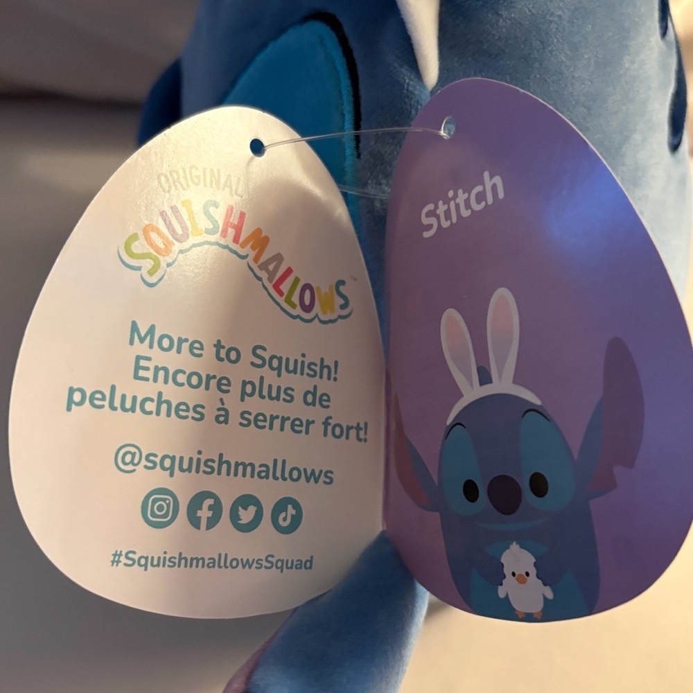NWT Disney Squishmallows Easter Bunny Stitch 2024 Holiday Plush Toy 9" - Picture 7 of 13